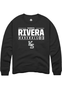 Danniel Rivera  Rally K-State Wildcats Mens Black NIL Stacked Box Long Sleeve Crew Sweatshirt