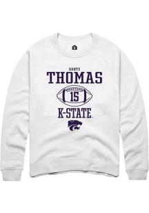 Dante Thomas  Rally K-State Wildcats Mens White NIL Sport Icon Long Sleeve Crew Sweatshirt