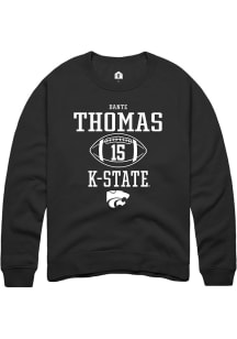 Dante Thomas  Rally K-State Wildcats Mens Black NIL Sport Icon Long Sleeve Crew Sweatshirt