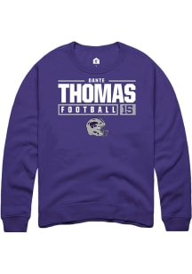 Dante Thomas  Rally K-State Wildcats Mens Purple NIL Stacked Box Long Sleeve Crew Sweatshirt