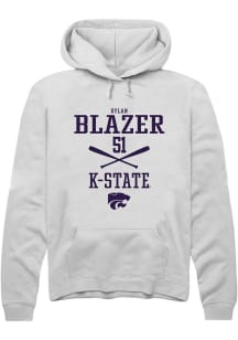 Dylan Blazer  Rally K-State Wildcats Mens White NIL Sport Icon Long Sleeve Hoodie