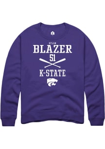 Dylan Blazer  Rally K-State Wildcats Mens Purple NIL Sport Icon Long Sleeve Crew Sweatshirt
