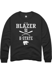 Dylan Blazer  Rally K-State Wildcats Mens Black NIL Sport Icon Long Sleeve Crew Sweatshirt