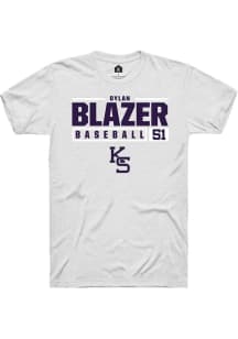 Dylan Blazer White K-State Wildcats NIL Stacked Box Short Sleeve T Shirt