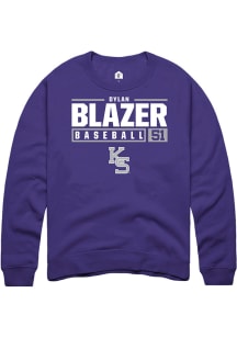 Dylan Blazer  Rally K-State Wildcats Mens Purple NIL Stacked Box Long Sleeve Crew Sweatshirt
