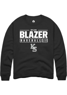 Dylan Blazer  Rally K-State Wildcats Mens Black NIL Stacked Box Long Sleeve Crew Sweatshirt