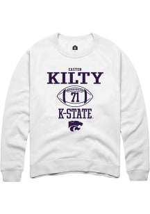 Easton Kilty  Rally K-State Wildcats Mens White NIL Sport Icon Long Sleeve Crew Sweatshirt