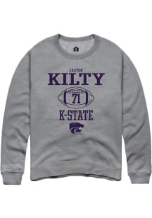 Easton Kilty  Rally K-State Wildcats Mens Graphite NIL Sport Icon Long Sleeve Crew Sweatshirt