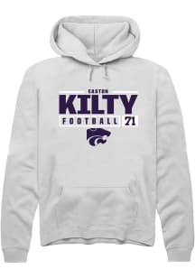 Easton Kilty  Rally K-State Wildcats Mens White NIL Stacked Box Long Sleeve Hoodie