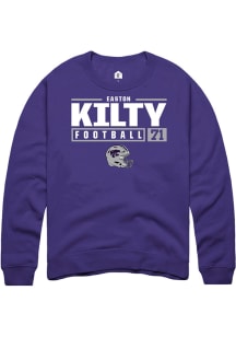Easton Kilty  Rally K-State Wildcats Mens Purple NIL Stacked Box Long Sleeve Crew Sweatshirt