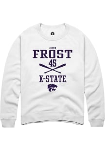 Jacob Frost  Rally K-State Wildcats Mens White NIL Sport Icon Long Sleeve Crew Sweatshirt
