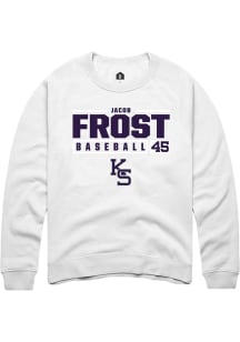 Jacob Frost  Rally K-State Wildcats Mens White NIL Stacked Box Long Sleeve Crew Sweatshirt