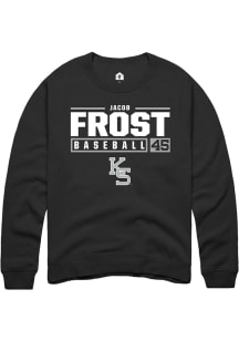 Jacob Frost  Rally K-State Wildcats Mens Black NIL Stacked Box Long Sleeve Crew Sweatshirt