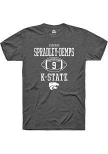Jacques Spradley-Demps  K-State Wildcats Dark Grey Rally NIL Sport Icon Short Sleeve T Shirt