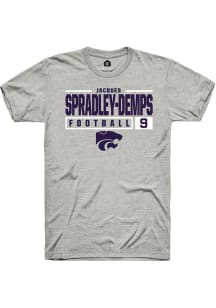 Jacques Spradley-Demps  K-State Wildcats Ash Rally NIL Stacked Box Short Sleeve T Shirt