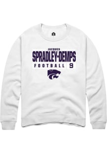 Jacques Spradley-Demps  Rally K-State Wildcats Mens White NIL Stacked Box Long Sleeve Crew Sweat..