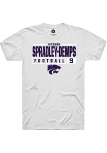 Jacques Spradley-Demps  K-State Wildcats White Rally NIL Stacked Box Short Sleeve T Shirt