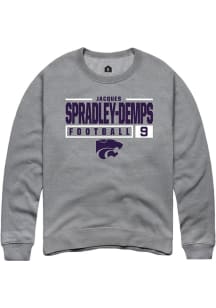 Jacques Spradley-Demps  Rally K-State Wildcats Mens Graphite NIL Stacked Box Long Sleeve Crew Sw..
