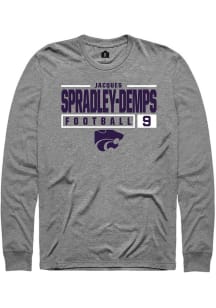 Jacques Spradley-Demps  K-State Wildcats Graphite Rally NIL Stacked Box Long Sleeve T Shirt