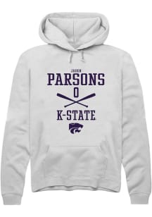 Jaden Parsons  Rally K-State Wildcats Mens White NIL Sport Icon Long Sleeve Hoodie