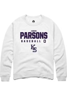 Jaden Parsons  Rally K-State Wildcats Mens White NIL Stacked Box Long Sleeve Crew Sweatshirt