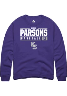 Jaden Parsons  Rally K-State Wildcats Mens Purple NIL Stacked Box Long Sleeve Crew Sweatshirt