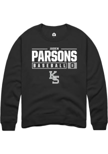 Jaden Parsons  Rally K-State Wildcats Mens Black NIL Stacked Box Long Sleeve Crew Sweatshirt