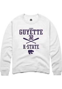 James Guyette  Rally K-State Wildcats Mens White NIL Sport Icon Long Sleeve Crew Sweatshirt