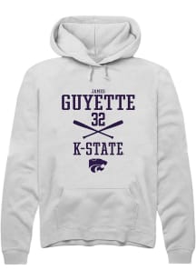 James Guyette  Rally K-State Wildcats Mens White NIL Sport Icon Long Sleeve Hoodie