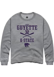 James Guyette  Rally K-State Wildcats Mens Graphite NIL Sport Icon Long Sleeve Crew Sweatshirt