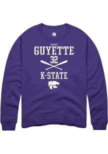 James Guyette  Rally K-State Wildcats Mens Purple NIL Sport Icon Long Sleeve Crew Sweatshirt