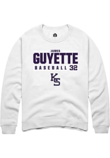 James Guyette  Rally K-State Wildcats Mens White NIL Stacked Box Long Sleeve Crew Sweatshirt