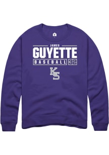 James Guyette  Rally K-State Wildcats Mens Purple NIL Stacked Box Long Sleeve Crew Sweatshirt