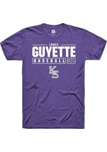 James Guyette Purple K-State Wildcats NIL Stacked Box Short Sleeve T Shirt