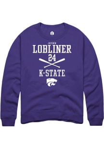 Jayden Lobliner  Rally K-State Wildcats Mens Purple NIL Sport Icon Long Sleeve Crew Sweatshirt