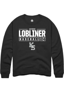 Jayden Lobliner  Rally K-State Wildcats Mens Black NIL Stacked Box Long Sleeve Crew Sweatshirt