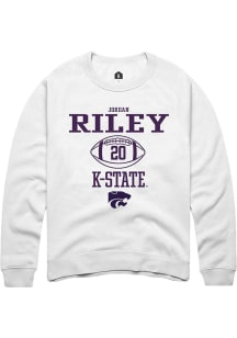 Jordan Riley  Rally K-State Wildcats Mens White NIL Sport Icon Long Sleeve Crew Sweatshirt
