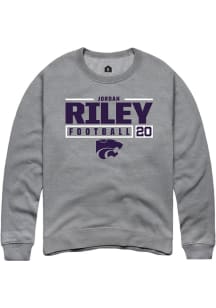 Jordan Riley  Rally K-State Wildcats Mens Graphite NIL Stacked Box Long Sleeve Crew Sweatshirt