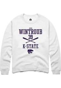 Josh Wintroub  Rally K-State Wildcats Mens White NIL Sport Icon Long Sleeve Crew Sweatshirt