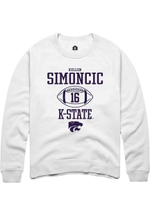 Kellen Simoncic  Rally K-State Wildcats Mens White NIL Sport Icon Long Sleeve Crew Sweatshirt