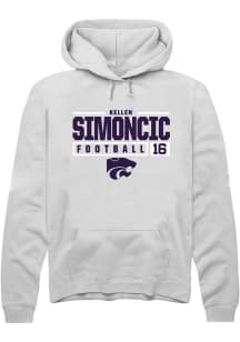 Kellen Simoncic  Rally K-State Wildcats Mens White NIL Stacked Box Long Sleeve Hoodie