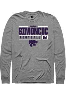 Kellen Simoncic  K-State Wildcats Graphite Rally NIL Stacked Box Long Sleeve T Shirt