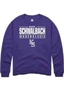 Mason Schwalbach  Rally K-State Wildcats Mens Purple NIL Stacked Box Long Sleeve Crew Sweatshirt