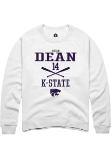 Micah Dean  Rally K-State Wildcats Mens White NIL Sport Icon Long Sleeve Crew Sweatshirt