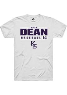 Micah Dean  K-State Wildcats White Rally NIL Stacked Box Short Sleeve T Shirt