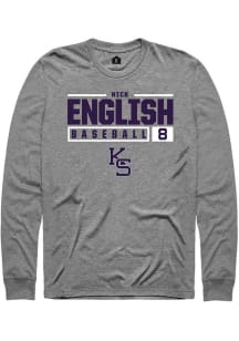 Nick English  K-State Wildcats Graphite Rally NIL Stacked Box Long Sleeve T Shirt