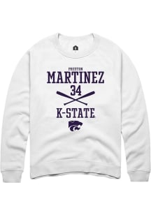 Preston Martinez  Rally K-State Wildcats Mens White NIL Sport Icon Long Sleeve Crew Sweatshirt