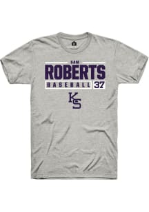 Sam Roberts  K-State Wildcats Ash Rally NIL Stacked Box Short Sleeve T Shirt