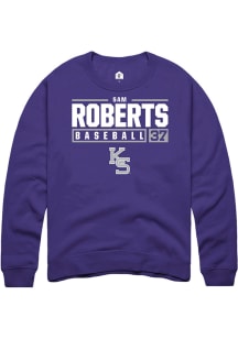 Sam Roberts  Rally K-State Wildcats Mens Purple NIL Stacked Box Long Sleeve Crew Sweatshirt