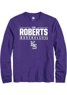 Sam Roberts  K-State Wildcats Purple Rally NIL Stacked Box Long Sleeve T Shirt